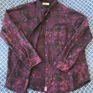 Hollister, L, purple acid-wash flannel